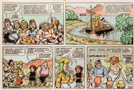 24 JANUSZ CHRISTA (1934-2008) "Kajko i Kokosz" - Festiwal czarownic, plansza komiksowa nr 38 B, 1982 r.