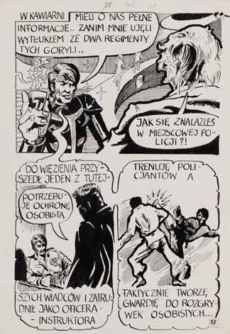 43 ANDRZEJ OLAF NOWAKOWSKI (ur. 1946) "Noc sprawiedliwych pięści", plansza komiksowa nr 38, 1982 r.
