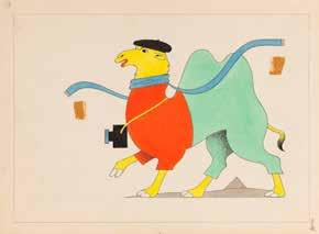 77 ANDRZEJ WIERCIEŃSKI (1912-1987) Wielbłąd fotograf - ilustracja do kolorowanki z tekstem "Zoo" Jana Brzechwy