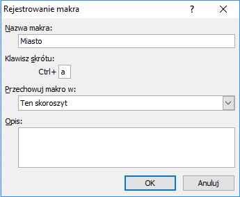 Wybranie polecenia Deweloper/Kod/Makra w celu otwarcia okna dialogowego Makro. Następnie z listy należy wybrać nazwę makra i kliknąć przycisk Uruchom.