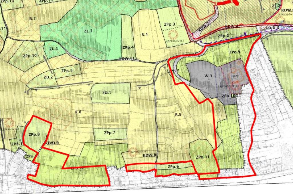 Rys.10. Obszary objęte analizą na tle obowiązującego mpzp obszaru Wzgórze św. Bronisławy II 7.3. Plan Zagospodarowania Przestrzennego Województwa Małopolskiego Zgodnie z art. 15 ust.