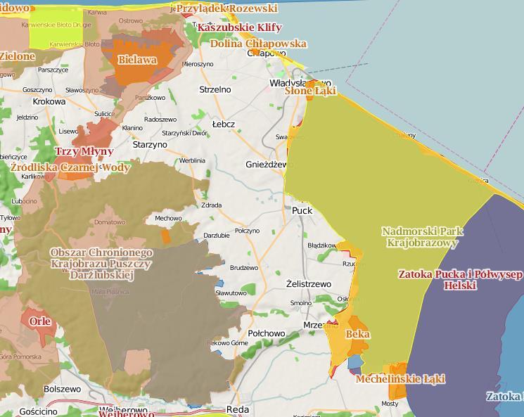 Mapa 4 Obszary chronione na terenie gminy Puck Źródło: http://geoserwis.gdos.gov.