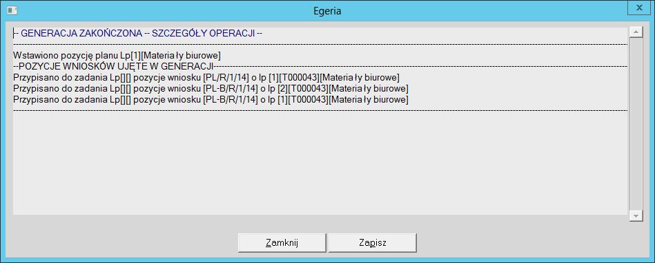 Generacja danych nowej wersji Po uruchomieniu generacji zostanie wywołane okno z komunikatem: Wybór opcji [Tak] rozpocznie generację pozycji.