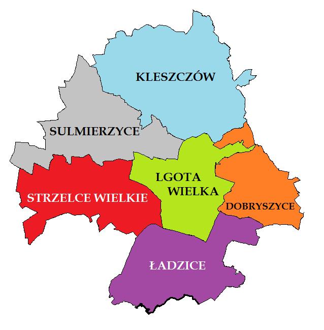 Program usuwania azbestu i wyrobów zawierających azbest z terenu Gminy Lgota Wielka Gmina Lgota Wielka graniczy z: od północy z Gminą Kleszczów, od południa z Gminą Ładzice, od zachodu z Gminą