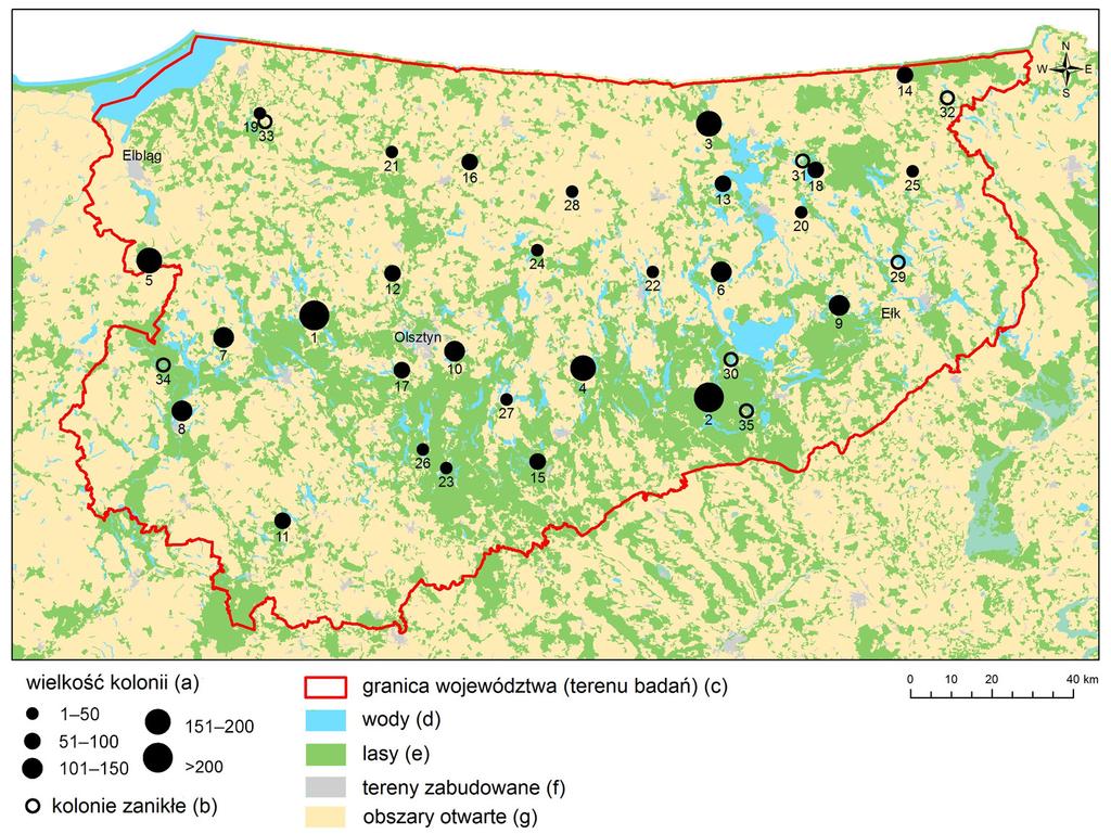 Lp. (1) Nazwa kolonii (2) Liczba gniazd czapli 2003 2007 (3) Liczba gniazd czapli 2016 (4) N zmian (5) % zmian (6) Obecność kormoranów i innych (7) 24 Tejstymy 12 25 13 73 25 Czukty 18 26 jez.