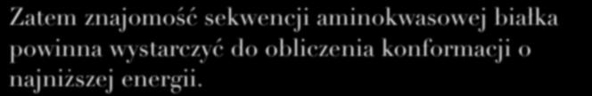 Hipoteza Anfinsena Zatem znajomość sekwencji aminokwasowej białka