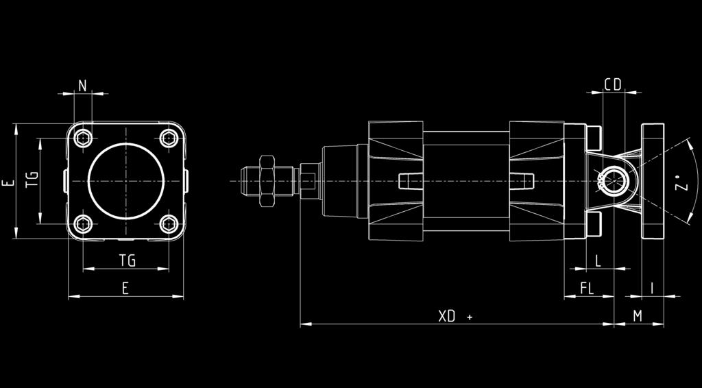 C+L+S Materiał: aluminium Model Ø E TG N XD+ CD L FL I M Z (maks.) maks.