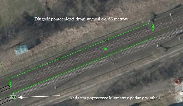 Z racji tego, że znajdują się one na początku łuku i nie chciało mi się go rysować, zakończyłem odwzorowanie kilkadziesiąt metrów wcześniej.