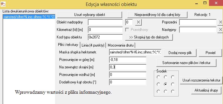 Zaznaczamy dowolną poprzeczkę i wchodzimy do Własności. Z rozwijanej listy wybieramy wpis słupka i Edytuj listę.