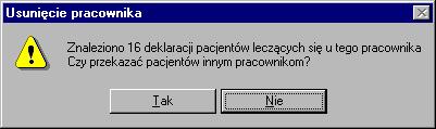 ZAKŁAD INFORMATYZACJI NFZ WYDZIAŁ SYSTEMÓW SŁUŻBY ZDROWIA P.I. KAMSOFT pracownika docelowego, tzn. jeśli pozostawimy to pole puste program usunie z deklaracji informacje o pracowniku.