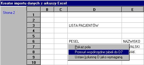 P.I. KAMSOFT WYDZIAŁ SYSTEMÓW SŁUŻBY ZDROWIA ZAKŁAD INFORMATYZACJI NFZ KONFIGUROWANIE KREATORA IMPORTU Konfigurowanie kreatora importu danych może być dokonane przez użytkownika, jeżeli nie chce on