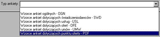 P.I. KAMSOFT WYDZIAŁ SYSTEMÓW SŁUŻBY ZDROWIA ZAKŁAD INFORMATYZACJI KAS CHORYCH UMW ankieta dotycząca umowy. Rysunek 113 Typy ankiet = fakt zatwierdzenia ankiety.