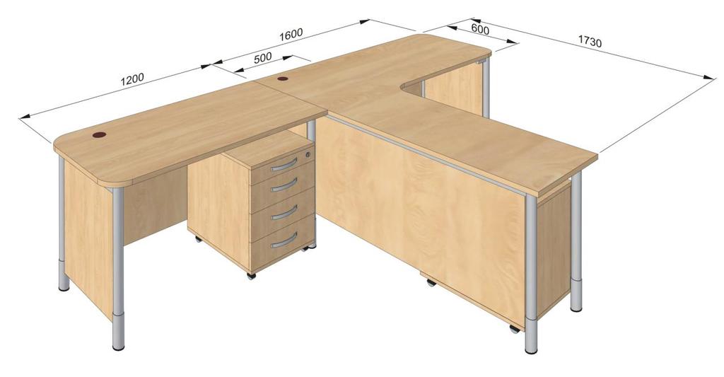 1 2. Półka pod klawiaturę 100 x 600 x 400 mm. szt.1 3.