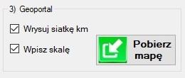 Ten panel z przyciskami oznaczonych strzałkami służy do szybkiego wybrania godła arkusza sąsiedniego w stosunku do tego, który ostatnio zatwierdziliśmy przyciskiem Akceptuj.