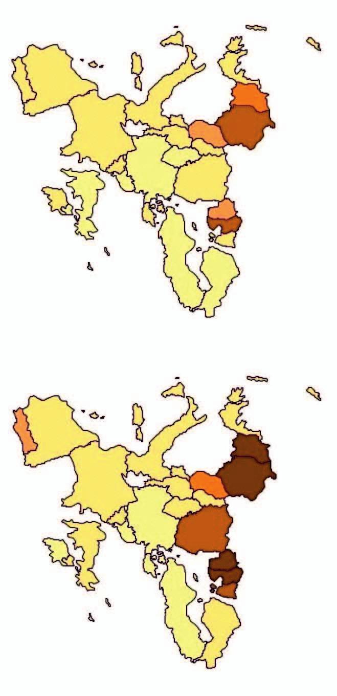 86 Wadomośc Statystyczne nr 1 (668), 2017 DELIMITACJA PRZESTRZENNA POZIOMU UBÓSTWA MIESZKANIOWEGO LUDNOŚCI W KRAJACH UNII EUROPEJSKIEJ 2005 Pozom ubóstwa meszkanowego 2013 0,0