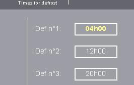 4.2.1 Godziny odszraniania Regulator zarządza trzema automatycznymi odszranianiami dziennie w przypadku konserwacji w ujemnej temperaturze.