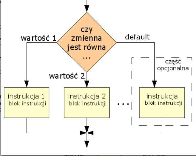 /*... */ default: /* instrukcje, jeśli żaden z