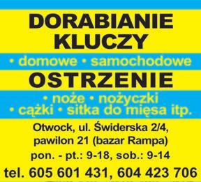 LINIA OTwOCKA 8-14 KWIetnIA 2019 NIERUChOMOśCI/UsłUGI 45 introligatorskie INTROLIGATOR, TEL.