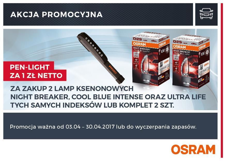 Lampy ksenonowe Osram Za zakup 2 lamp ksenonowych Night Breaker, Cool Blue Intense oraz Ultra Life tych samych