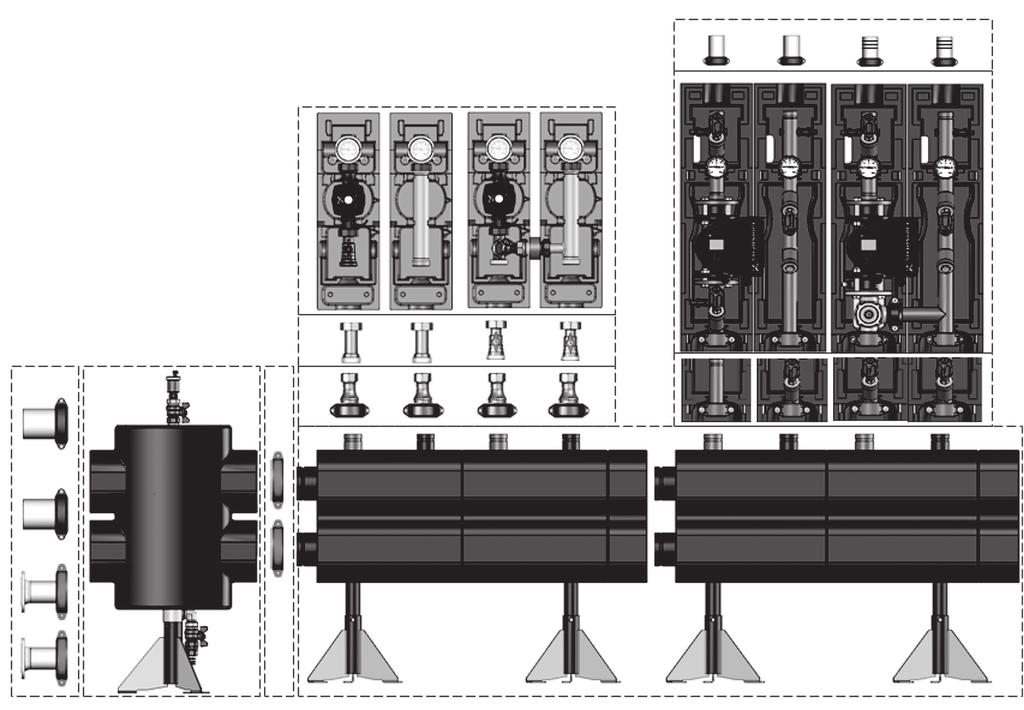 System zabudowy kotłowni do 2300 kw Części składowe systemu Strona 1 Złączka przejściowa zewnętrzna 39 2 Wartownik 41 3 Złączka przejściowa wewnętrzna 38 4 Złączka