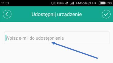 UDOSTĘPNIENIE PODGLĄDU W APLIKACJI MOBILNEJ Aby udostępnić podgląd z kamery, użytkownik musi posiadać zarejestrowane