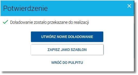 6.5. Przeglądanie szablonów doładowań Dostępny nad listą doładowań przycisk [SZABLONY] umożliwia przeglądanie listy szablonów doładowań: Przeglądanie szablonów doładowań możliwe jest