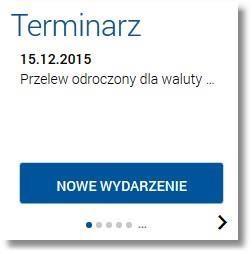 W zależności od ustawienia wielkości kafla w opcji EDYTUJ WYGLĄD, kafel miniaplikacji może być wyświetlany w dwóch rozmiarach: standardowym, który prezentuje fragment treści wydarzenia: rozszerzonym,