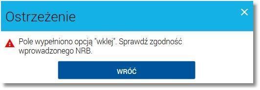 Rachunek odbiorcy - należy zdefiniować numer rachunku odbiorcy przelewu zwy kłego, pole zostanie wypełnione automatycznie po wskazaniu odbiorcy/szablonu z listy.