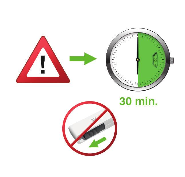 Po upływie 30 min przesuń suwak z powrotem, zgodnie ze wskazaniem strzałki.