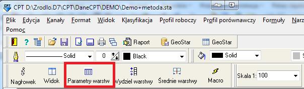 CPT-Star liczenie parametrów warstw profilu Po wydzieleniu i sklasyfikowaniu warstw można wykonać obliczenia ich parametrów, w tym