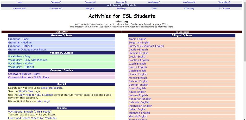 Activities for ESL Students - a4esl.
