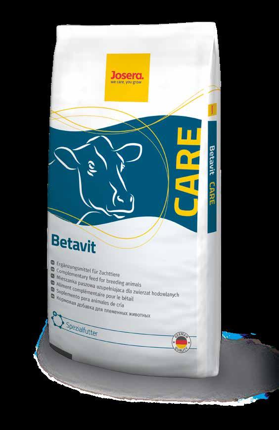Betavit Produkt o wysokiej zawartości ß-karotenu dzięki czemu idealnie nadaje się do stosowania u krów w okresie okołowycieleniowym.