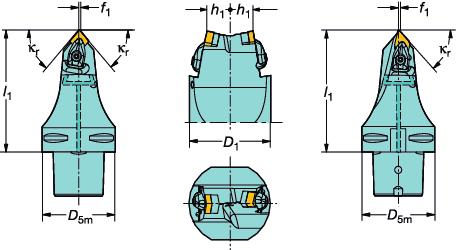 MULT-TASK MACNNG Coromant Capto cutting units Wielofuncyjne narzędzia CoroPlex TT twin tool CoroTurn RC, docisk sztywny Wersja narzędzia/kształt Cx-T-DCMxxDDMxx płytki DCM DDM Kąt przystawienia SO: κ