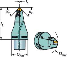 MULT-TASK MACNNG Coromant Capto cutting units CoroTurn RC, docisk sztywny DCMNN Kąt przystawienia SO: κ r 50 (95 ) Kąt przystawienia ANS: -5 Wersja neutralna Płytki pomiarowe min.