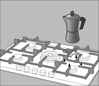 Kiegészítő rostély kávéfőzéshez Kizárólag a pótégőn használható, 12 cm-nél kisebb átmérőjű edényekkel.