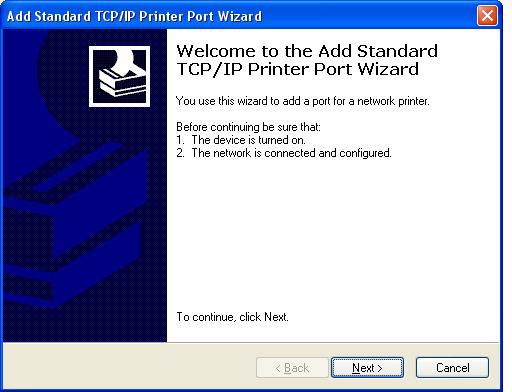 10. W oknie dialogowym Add Standard TCP/IP Printer Port Wizard (Kreator dodawania