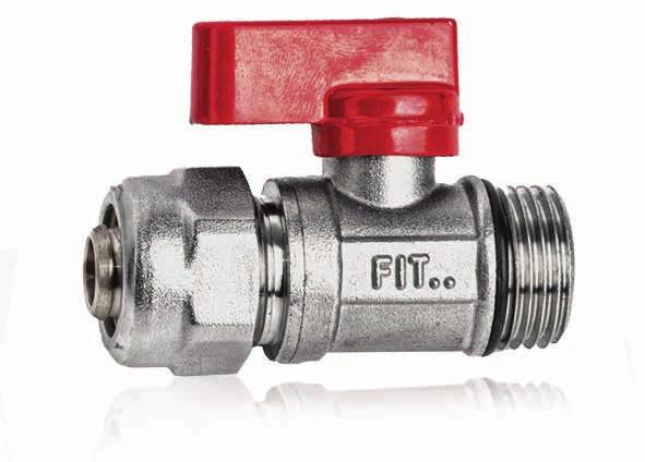 z rączką czerwoną Mini brass ball valve with pex connector red handle Art.