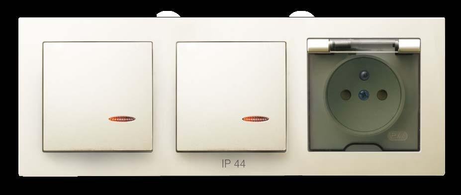 Bezpieczna łazienka As, ramka ecru Łącznik z podświetleniem - stopień ochrony IP44, gniazdo