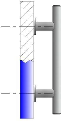 - 03 pochwyt dwustronny przelotowy drzwi drewniane, aluminiowe i stalowe, otworowanie w drzwiach d:12,0 mm