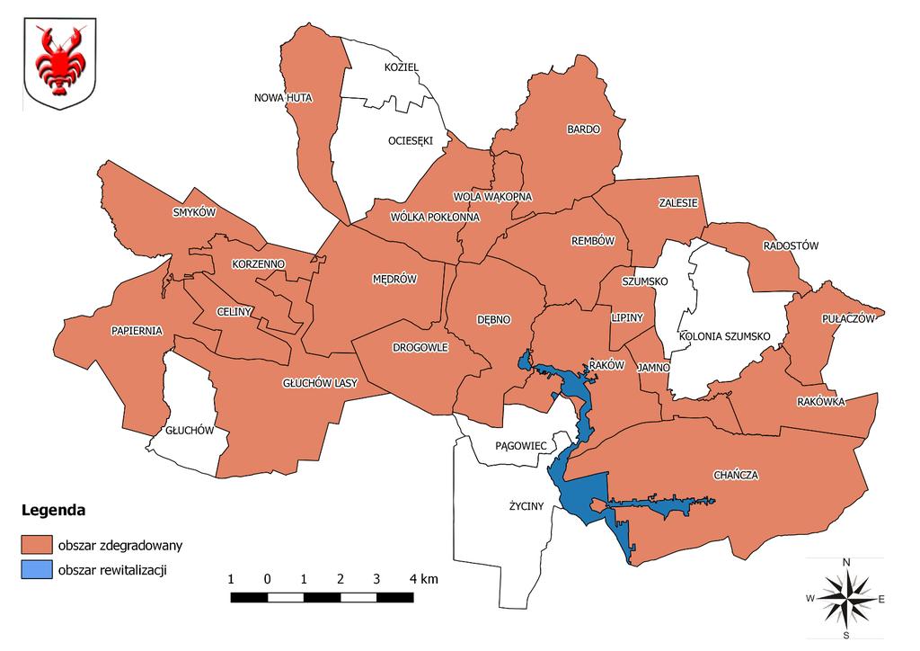 Mapa 11 Lokalizacja obszaru rewitalizacji na tle obszaru