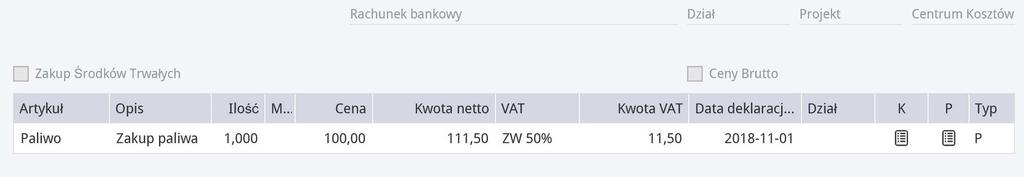 Bazą do wyliczenia odpowiednich wartości są kwoty: Netto: 100,00 VAT: 23,00 Brutto: 123,00 75% kosztów to wartość wyliczona wg wzoru: Netto + 50% VAT = 100,00+11,50 = 111,50 * 75% = 83,63 zł Poniżej