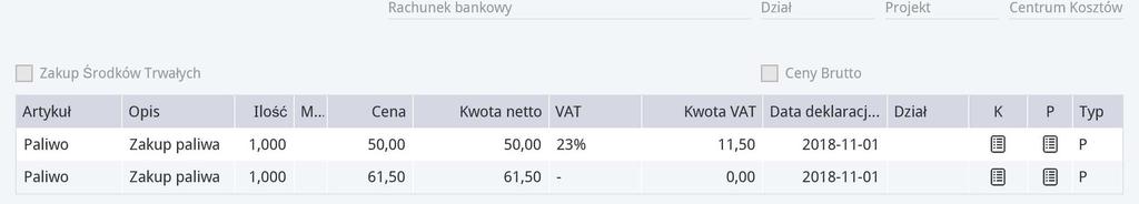 Tak wprowadzone wartości są zgodne z obowiązującymi regulacjami prawnymi. Druga możliwość księgowania W menu Wydatki > Zakupy i rachunki > Nowy dowód dodaj nową fakturę.