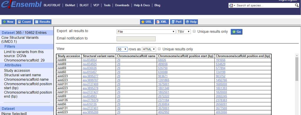 BioMart Export custom datasets from