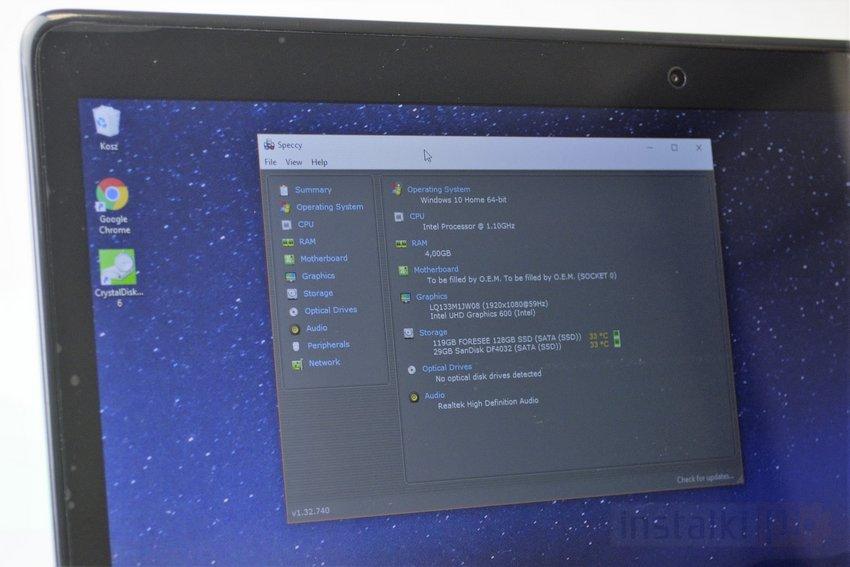procesora wynosi 2,4 GHz. Na pokładzie znajdziemy fabrycznie zainstalowany system Windows 10. Zastosowana konfiguracja sprawia, że komputer bez problemu radzi sobie z mniej wymagającymi aplikacjami.