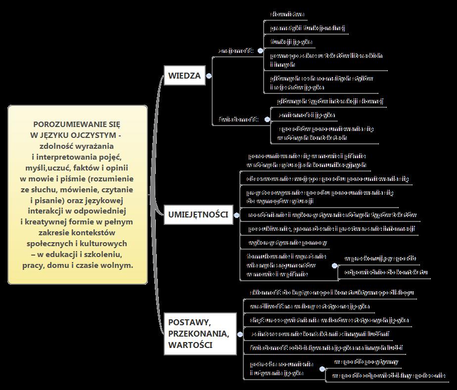 Załącznik 1. Kompetencja POROZUMIEWANIE SIĘ W JĘZYKU OJCZYSTYM Rysunek 1. Kompetencja porozumiewania się w języku ojczystym w Zaleceniu Parlamentu Europejskiego i Rady z dnia 18 grudnia 2006 r.