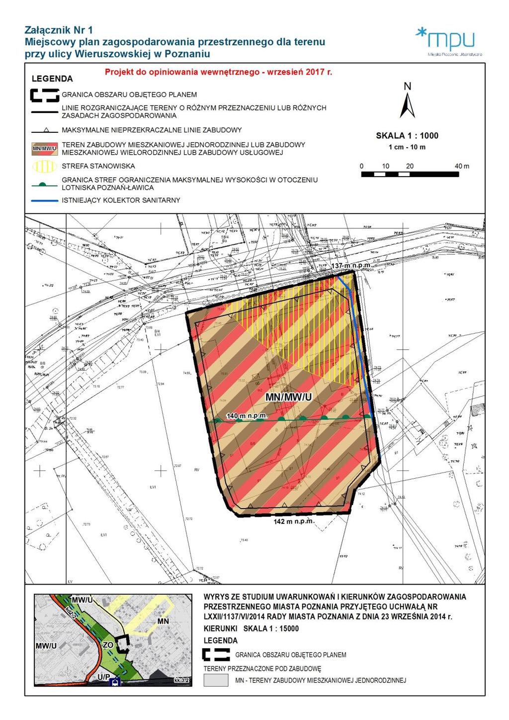 Projekt rysunku planu porównanie W obowiązującym planie teren MW (pow. terenu ok.