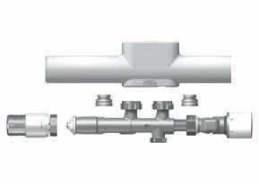 W zestawie ogranicznik temperatury na powrocie z chromowanym pokrętłem, zabezpieczenia przed nagrzewaniem wtórnym, dwururowy, kątowy zawór odcinający podłączany do sieci rur, zaworu odpowietrzającego