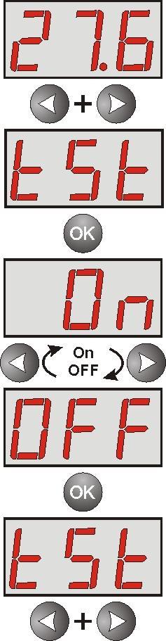 5.3.1 Załączenie /wyłączenie testu akumulatora tst Funkcja tst umożliwia załączenie lub wyłączenie testu akumulatora (rozdział 6.3) podłączonego do zasilacza.