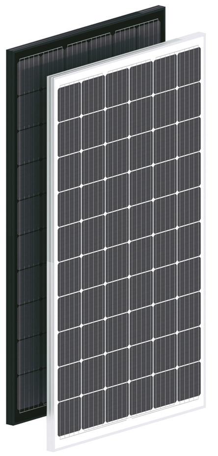 Model SZKŁO-SZKŁO - tafla szkła 2/3,2 mm - czarna/srebrna rama Jako producent modułów premium posiadamy panele PV z dwoma wariantami gniazdek przyłączeniowych standard i z optymalizacją.