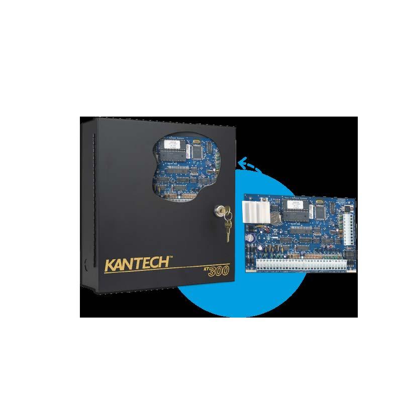 KONTROLERY KT-300 Kontroler 1 2 drzwi 2 porty czytników Współpracuje z programami EntraPass Special, Corporate i Global Do 16 wejść linii dozorowych i 16 wyjść sterujących poprzez moduły rozszerzeń
